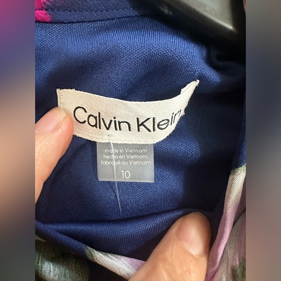 Calvin Klein Dress Blue Purple Pink Green Floral Flowy A Line Sz 10 - Picture 6 of 8